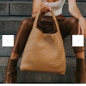 Elegant Tan Woven Tote Bag